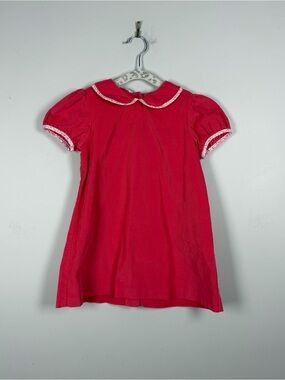 Zuccini Kids Pink Corduroy Bow Peter Pan Collar Knee Length Cotton Dress Size 4
